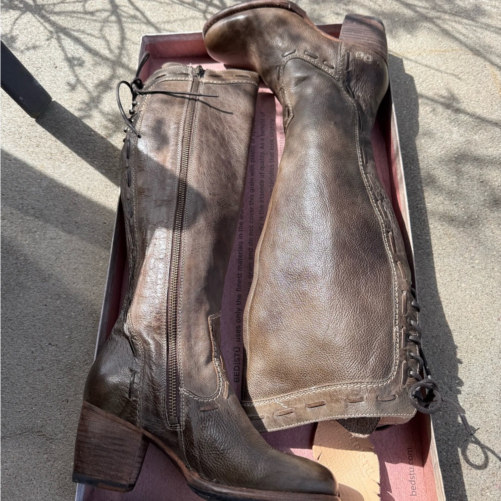 BED |STU Women's Over-the-Knee Brown Leather Riding Boots Size 6 - Picture 14 of 16